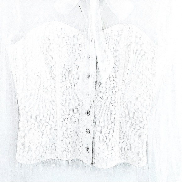 💕Beautiful White Lace Sheer Long Sleeve Top SZ S - Picture 8 of 14